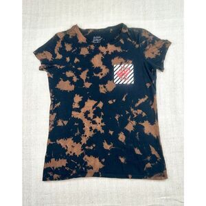 Artist Union Tie Dye Graphic T Shirt Women’s Small Black Bleach Wash Roses Tee